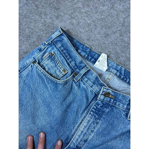 VINTAGE 90s Carhartt Jeans Mens 38x30 Blue Denim Straight Workwear Y2K Grunge - Picture 7 of 9